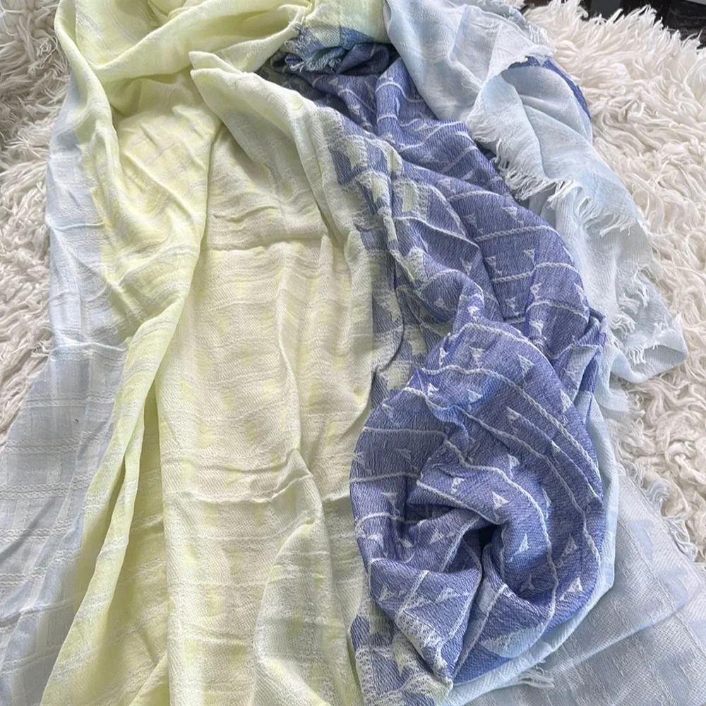 NWT Vince Camuto Spectrum Blue Scarf /Wrap with Fringe Details